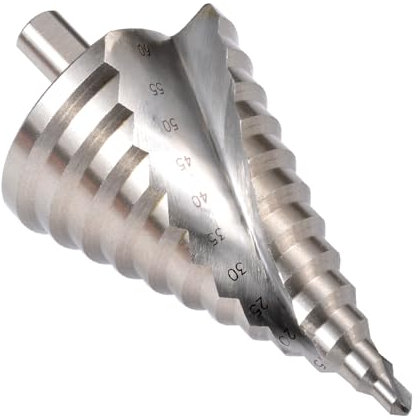 HOHXEN Broca Escalonada Plata(6mm-60mm), Acero Rápido 13 Pasos Mango Redondo Ranurado Broca Escalonada, Broca Espiral Herramienta Cortadora de Agujeros Para Madera, Acero Inoxidable, Chapa Metálica