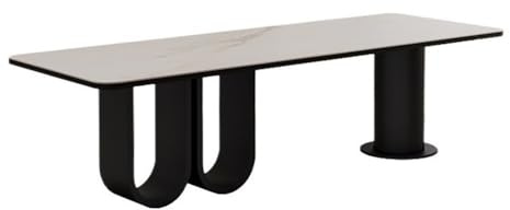 FZL02068LM PC Table Modern Laptop PC Desk Executive, Rock Slab Tabletop Study Writing with Black Metal Frame for Home Office Office Desk(XL)