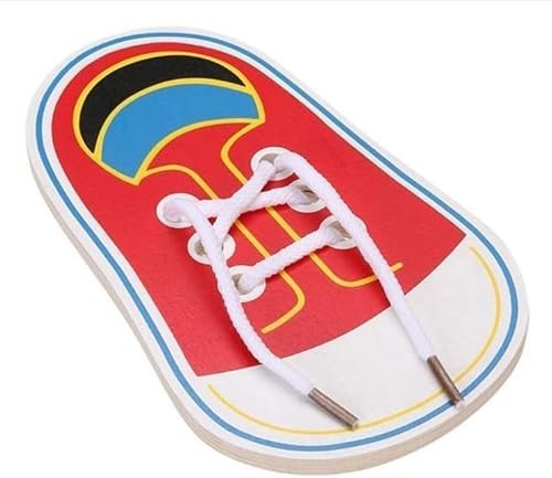 Schuhbinden Praxis, Holz Lernen Sie Ihre eigenen Schuhe binden Fädeln Schnürschuhe Training Frühe Lern-Kits, dekoratives Zubehör