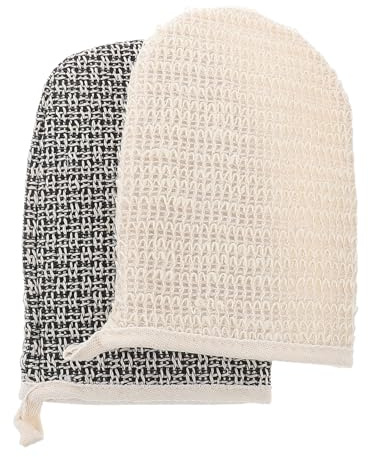SAFIGLE 2 Stück Duschhandschuhe aus Natürlichem Sisal Doppelseitige Peeling Handschuhe für Körper Massage und Tiefenreinigung Spa Badezubehör für Damen und Herren