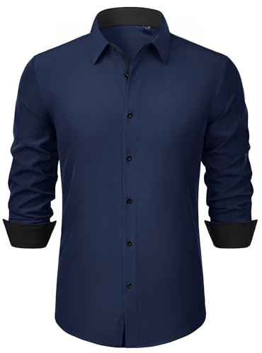 J.VER Hemd Herren Langarm Business Casual Hemden Bügelfrei Stretchhemd | Für Büro Gala Club Hochzeit Urlaub, Elegant Formal Schick Legere Männerhemd, Knitterfreies, Atmungsaktive, Bequem, Soft