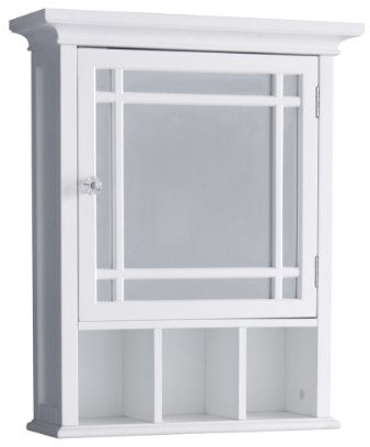 Teamson Home Armoire à Pharmacie de Salle de Bain en Bois avec Miroir Blanc Neal 7442