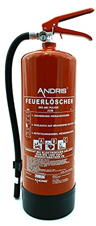 Orig. ANDRIS® Feuerlöscher 6kg ABC Pulver-Feuerlöscher 10 LE für Handwerk, Gewerbe und Industrie mit ANDRIS® Prüfnachweis