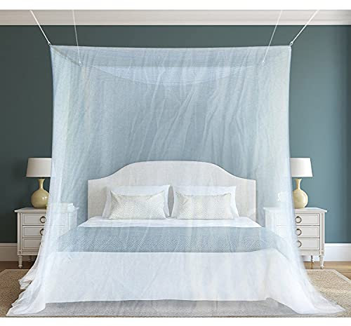 #1 La Zanzariera Migliore – La Zanzariera a Baldacchino Più Grande per Letto a Due Piazze– Barriera Contro Insetti Malaria Zika - Bonus Gratuiti: 2 Braccialetti Repellenti per Insetti , Un Kit Completo per la Sospensione & Borsa di Trasporto