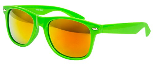 Ciffre EL-Sunprotect® Sonnenbrille Nerdbrille Brille Nerd Feuer Verspiegelt Neon Grün UV400