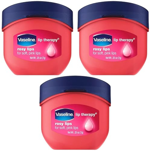 Vaseline Lip Therapy Rosy Lips 3-Pack, Mini Lip Balm Set, 0.25 Oz Ea