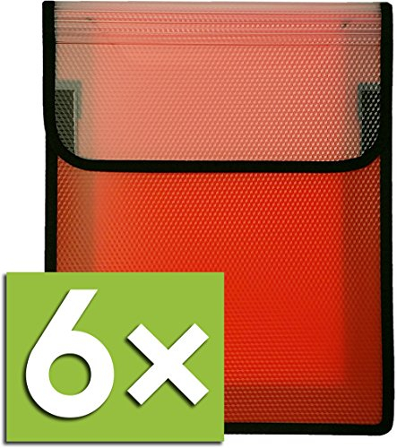 VELOFLEX Heftbox Velobag Ordnungsmappe A4, Klettverschluss (Rot, 6X Heftebox)