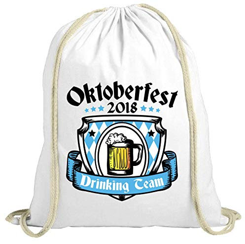 ShirtStreet Wiesn Gaudi natur Turnbeutel Rucksack Gymsac Oktoberfest 2018 - Drinking Team, Größe: onesize,weiß natur