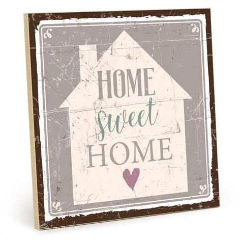 TypeStoff Targa in legno con scritta Home Sweet Home, stile vintage con citazione regalo e decorazione – HS-00526