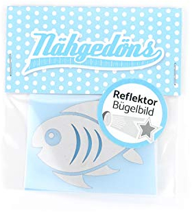 Naehgedoens.de Fisch | Reflektierendes Bügelbild | 5 cm | Silber