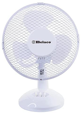 Belaco 9inch Table Fan Desk Fan with 2 Speed Oscillating cooling fan Stand Fan Low Noise Strong Resistant Base BLTF25 high protective mesh grill home office