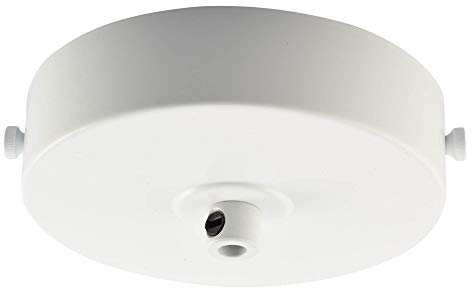 ElekTek Flache Deckenrosette Durchmesser 100 mm mit Haltebügel und Zugentlastung. Ideal für Vintage-Filament-Hängelampen. Metall- und Pulverbeschichtungen Weiß Glänzend