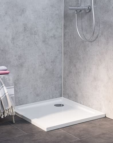 COMBIA Quadrat Duschwanne 75x75 | Duschtasse 75x75 superflach 35mm auch für bodengleichen Einbau | Mineral-Colorat durchgefärbt, zuschneidbar bis 5cm | barrierefrei & pflegeleicht