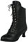 QWETYU Stivali da donna con lacci al polpaccio in stile vittoriano stivali da donna in pelle con tacco Louis vintage stivali steampunk gotico, Nero , 39 EU