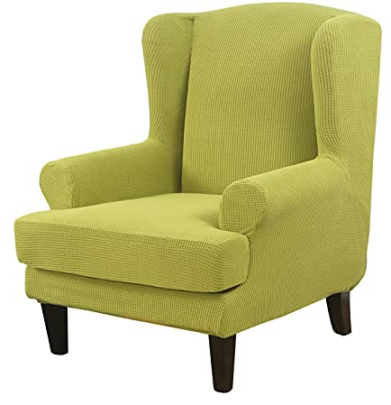 DZYP 2 Stücke Sesselbezug, Stretch Jacquard Ohrensessel Überzug Bezug Sessel-Überwürfe Schonbezüge Sesselhusse Stuhlbezug Husse Für Ohrensessel (Apfelgrün)