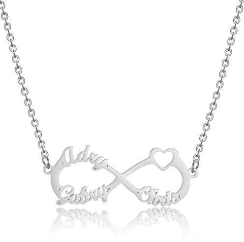 HSWYFCJY Namenskette Unendlichkeitszeichen, Personalisiert Infinity Kette mit Namen, Silber Gold Roségold Namen Kette Halskette Schmuck für Damen