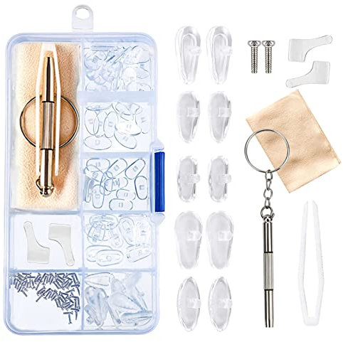 Glasses Nose Pads Silicone Screw in 35 Pairs Spectacle Repair Kit Nose Pads with Screws and Screwdriver for Glasses Sunglass Eyeglasses