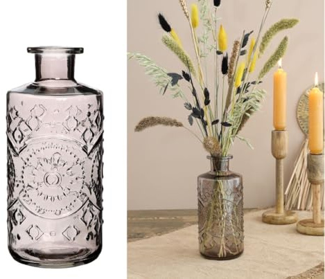 NaDeco Glasvase 'Berlin', Höhe 21cm, Durchmesser 9cm, 1 Liter, viele Farben zur Auswahl | Glas -Vase | Deko-Flaschen | Glas-Flaschen | Kleine Deko-Vasen | Kleine Flaschen, Farbe:Grau