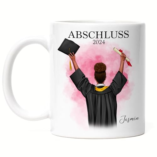 Kiddle-Design Bachelor Master Tasse 2024 Abschluss Geschenk Personalisiert Name Absolventin Doktor Frauen Damen Schulabschluss Abitur Abi