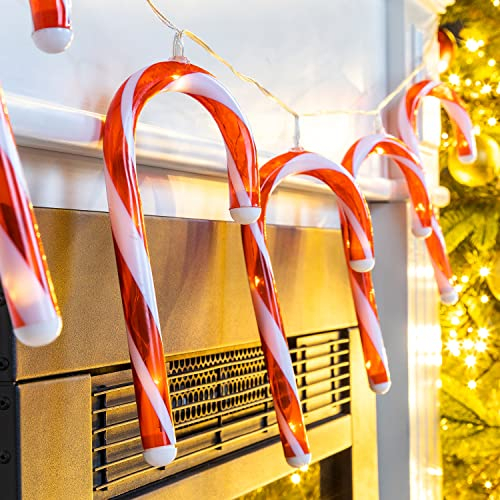 Mojawo LED Weihnachts Lichterkette Zuckerstangen Weihnachten Innen warmweiß Batterie 40 LED B180cm