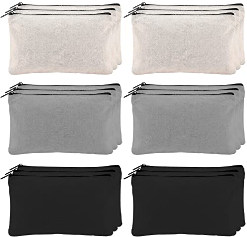 Stoffbeutel zum Bemalen 18STK DIY Blanko Stoff Federmäppchen 20.8 x 12 cm Federmäppchen zum Bemalen Stofftasche zum Bemalen für Arbeit Schule Reisen