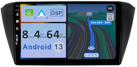 YUNTX [4GB+64GB] Autoradio 2 DIN Android 14 per VW Skoda Fabia(2015-2019)-[Incorporato Carplay/Android Auto/DSP]-IPS 9 Touch Screen-Camera+MIC-DAB/MirrorLink/Controllo del volante