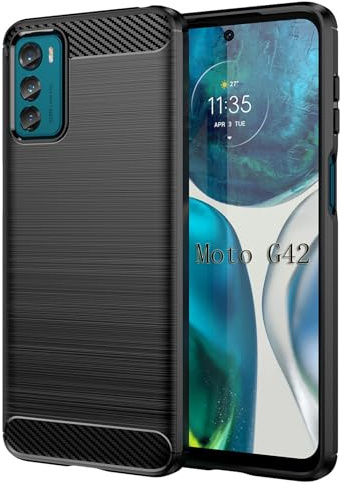 betterfon Carbon Handyhülle kompatibel mit Motorola Moto G42 | Smartphone Case aus TPU-Silikon | Schwarz