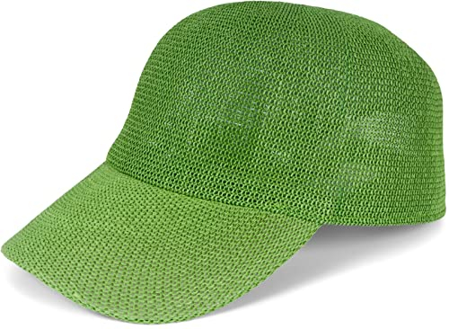 styleBREAKER 04023090 Casquette de baseball unisexe en paille de papier uni, aérée, boucle en métal réglable, vert, taille unique