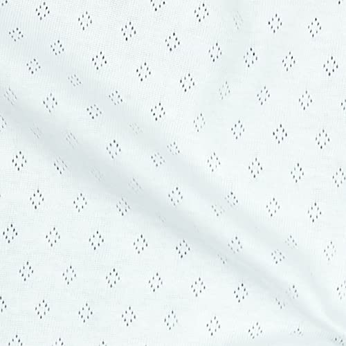 VmG-Store Pointoille-Stoff Feinstrick-Jersey mit Lochmuster Baumwollstoff OEKO-TEX Feinstrick (002 I Weiß)