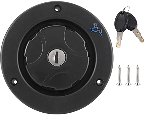 Leftwei Trappe de Remplissage d'eau pour Camping-Car, Trappe de Remplissage Ronde par gravité d'eau Douce pour Camping-Car, Bouchon de Remplissage d'eau Noir étanche, Port de Remplissage