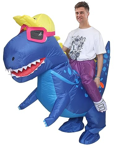 IRETG Dinosaurier Aufblasbares Kostüm Erwachsene Lustige Aufblasbare Dinosaurier Kostüme Halloween Verkleidung für Lehrer Schulparty