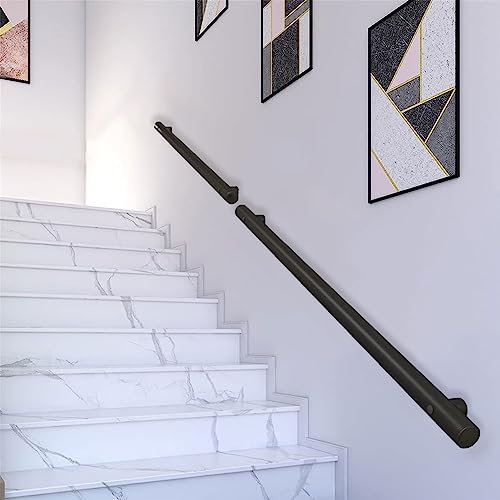 Corrimano moderno per ringhiera per scale |Kit binari per scale | Corrimano per Scale 1 2 3 4 5 6 metri, Ringhiera per Scale | Corrimano per interne, gradini per esterni, montaggio a parete,nero opaco