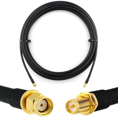 12m RP-SMA Stecker auf RP-SMA Buchse Koaxialkabel — 12 Meter Verlustarmes HF-240 (LMR 240 Äquivalent) Antennenkabel 50ohm Verlängerungskabel — für WiFi Router Antenne Wireless RF WLAN Radio Modem