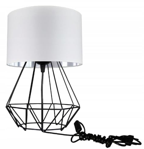 Home Deco Tischlampe Weiß Lampe Leuchte aus Velours Vintage Modern E27 Designerlauchte 1-flammig N230-N1