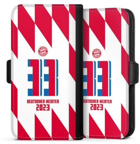 Flip Case kompatibel mit Apple iPhone 8 Handyhülle aus Kunst Leder schwarz Klapphülle FC Bayern München Meister Bundesliga