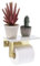 sourcing map Toilet Paper Holder with Marble Shelf, SUS304 Stainless Steel Wall Mounted Toilet Paper Holder Tissue Roll Holder for Bathroom Washroom（Black)(Gold)