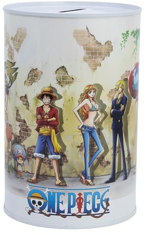 Stor One Piece Spardose für Kinder aus Metall, Blau