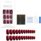 RDNKVB Finte Nails Colla sulle unghie Corta Chiodi Acrilici Press ons, 24 pezzi rosso-marrone Press On Nails Corto Ovale Mandorle Gel Unghie Finte