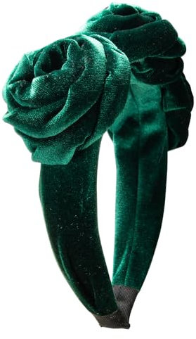 Alpenflüstern Trachten-Haarreif Samt Blüten - Damen Haarschmuck rutschfest, Haarband fürs Dirndl (waldgrün) ADV146