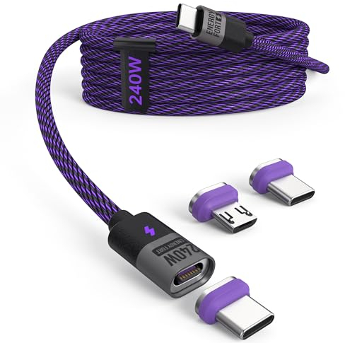 MOSHOU 240 W Cable USB C Magnético 1.2 M,PD 3.1 Cable de Carga Rápida,Cable USB C a USB C,Compatible con iPhone15,Xiaomi 14/13/12,Redmi Note13/12/11,Galaxy S24/S23/S22/A/P/Note,Google Pixel 8/7,iPad