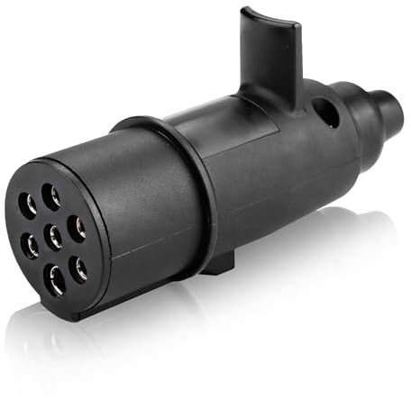 Prise De Remorque à 7 Broches, Connecteur De Remorque 24 V Adaptateur De Prise De Remorque Noir étanche Portable Pour Remorques Caravanes Camions
