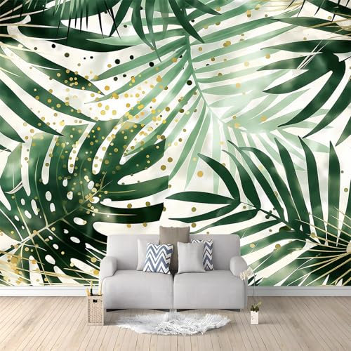Papier Peint Feuilles Tropicales De La Jungle Vertes 400x280 cm 3D Panoramique Murale Salon Papier Peint intissé pour Chambre Salon Personnalisé Décoration Murale