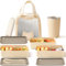 Bakpoco Große Bento-Box für Erwachsene, tragbar, wiederverwendbar, 2041 ml, große Kapazität, Lunchbox mit 3 Trennwänden, inklusive Lunchtasche, Tassen, Gabel und Löffel, geeignet für Arbeit, Picknick,