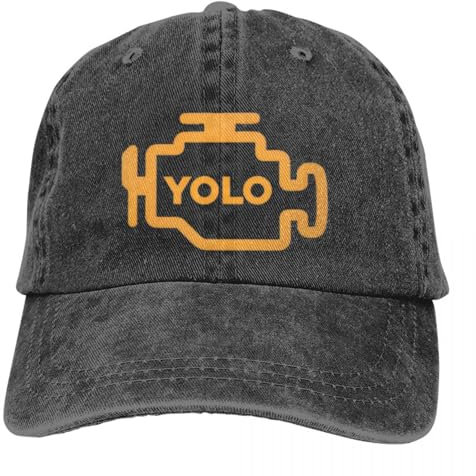 YANIUIE Check Engine Light - YOLO Baseball Caps Casual Distressed Denim Snapback Cap Unisex Outdoor Workouts Unstructured Soft Hats Cap Geschenk