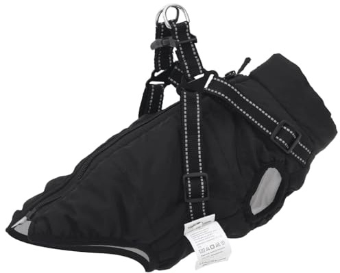 vidaXL Hundemantel mit Geschirr Wasserdicht Reflektierend Schwarz L28