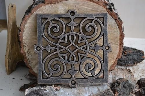 Euro SEZAM - Rejilla de Ventilación de Hierro Fundido, 20,50 x 1 x 20,50 cm, para Estufas de Azulejos, Madera y Chimeneas, Aire Caliente, para Horno