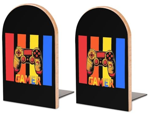 Cool Games Lot de 2 Serre-Livres en Bois antidérapants pour étagères, Bureau, Maison, Cuisine, Serre-Livres pour contenir des Livres 17 x 12 cm