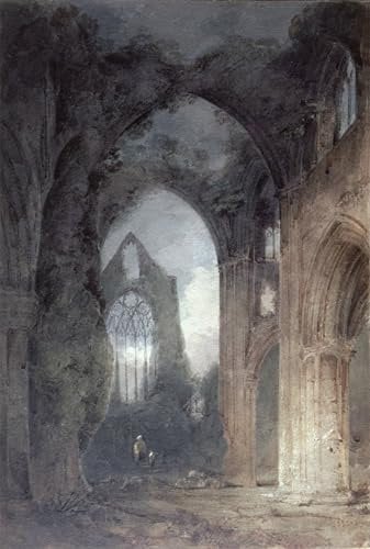 ZHAOSHAN Berühmte Gemälde Wanddekorationen Gemalde Wand-Kunst Bild Tintern Abbey von Sell Cotman Wandbilder Drucke Poster für Wanddekoration 60x90cm
