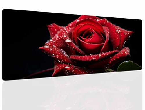 Tapis de Souris Red, Tapis Souris XL, 700x300x4mm Tapis de Bureau Gaming AntidéRapant, Tapis Bureau étanche, sous-Main pour Clavier et Souris, Mouse Pad Mat, pour Gamer, Ordinateur, Pc 993