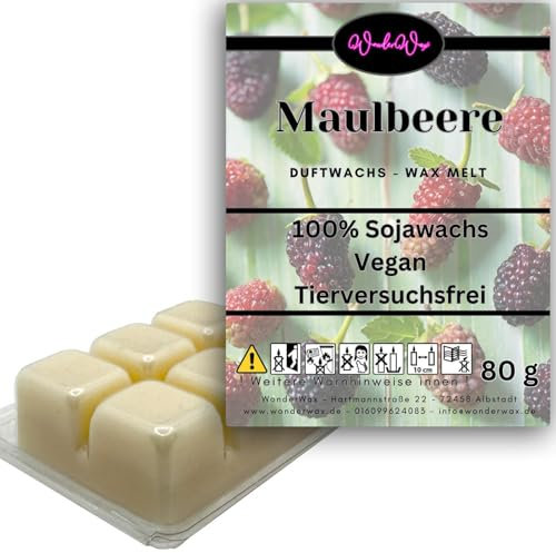WonderWax Duftwachs Wax Melts für Duftlampe, 6 Würfel Duftmelt Wachsmelt Sojawachs Duftwachswürfel für Raumdüfte, Wachs mit Duftöl Indoor Melts Duftwachs für Aromalampe Maulbeere